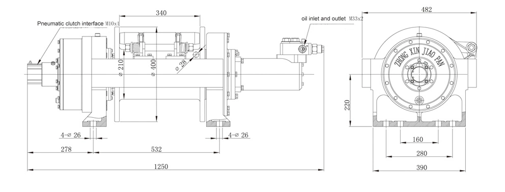 Truck Traction Hydraulic Winch 20 Tons 45000 Lbs Winch